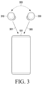 Patent drawing: Samsung Patents Earbuds That Change What You Hear Based on Which Camera You're Using