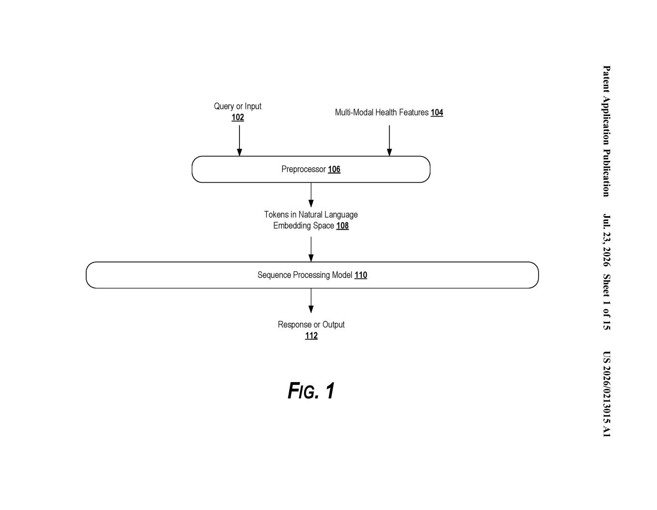 Google Patent: AI Health Predictions From Phone Sensors — figure from US 2026/0213015 A1