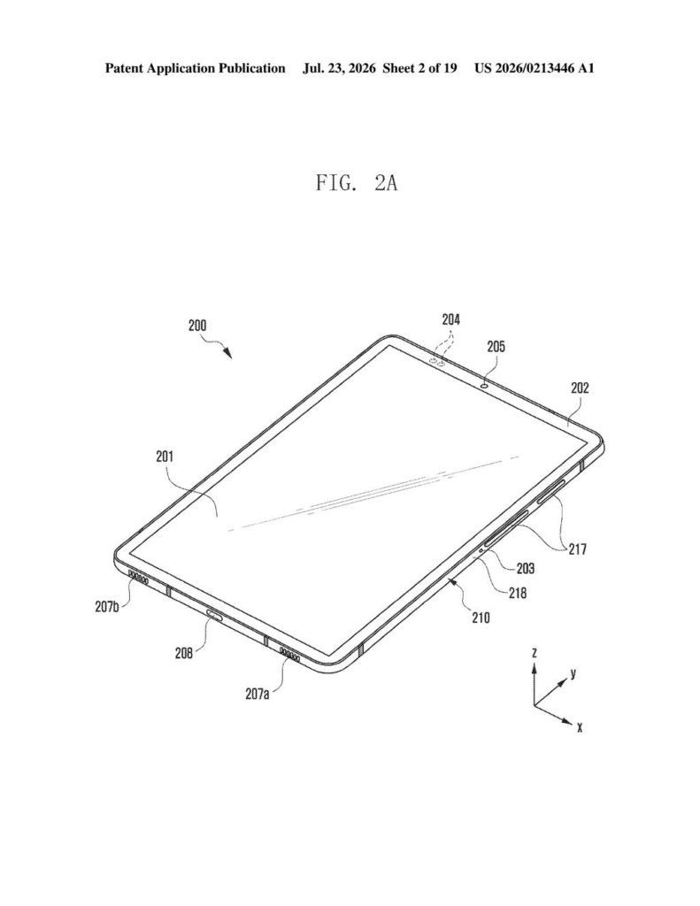 Samsung Patent: Connector Support Structure for Electronics — figure from US 2026/0213446 A1