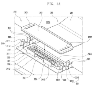 Patent drawing: Samsung Patents a Spring-Loaded Internal Connector Support for Electronics