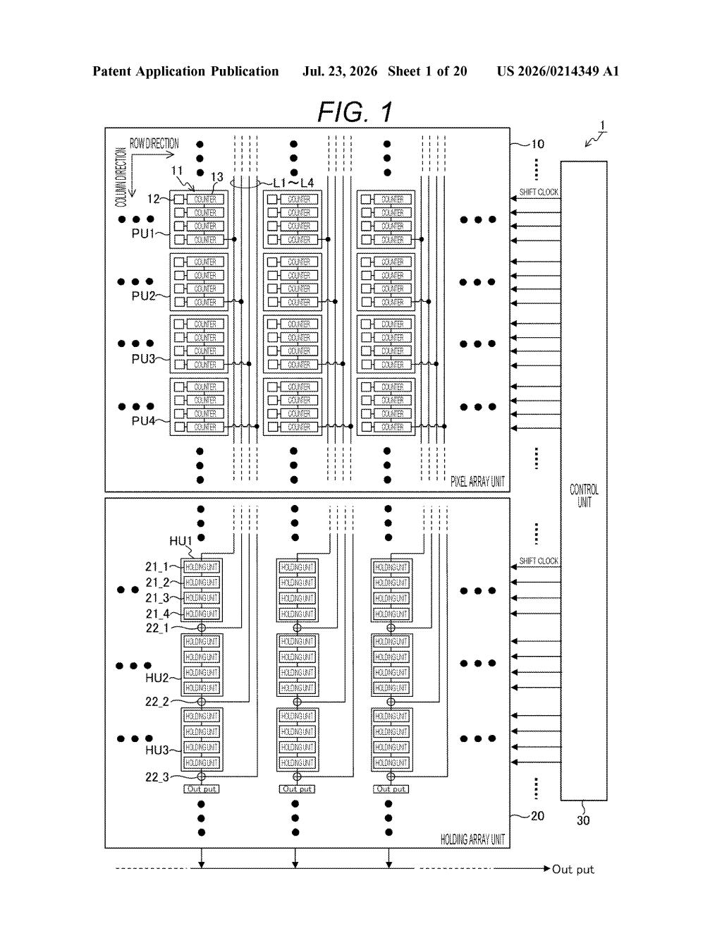 Sony Patent: Multi-Stage Light Detection for Imaging Sensors — figure from US 2026/0214349 A1