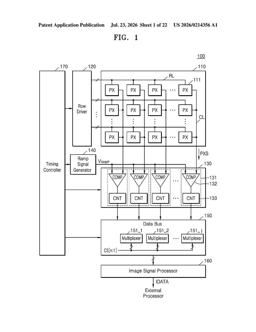 Samsung Patent: Faster Image Sensor Data Bus Design — figure from US 2026/0214356 A1