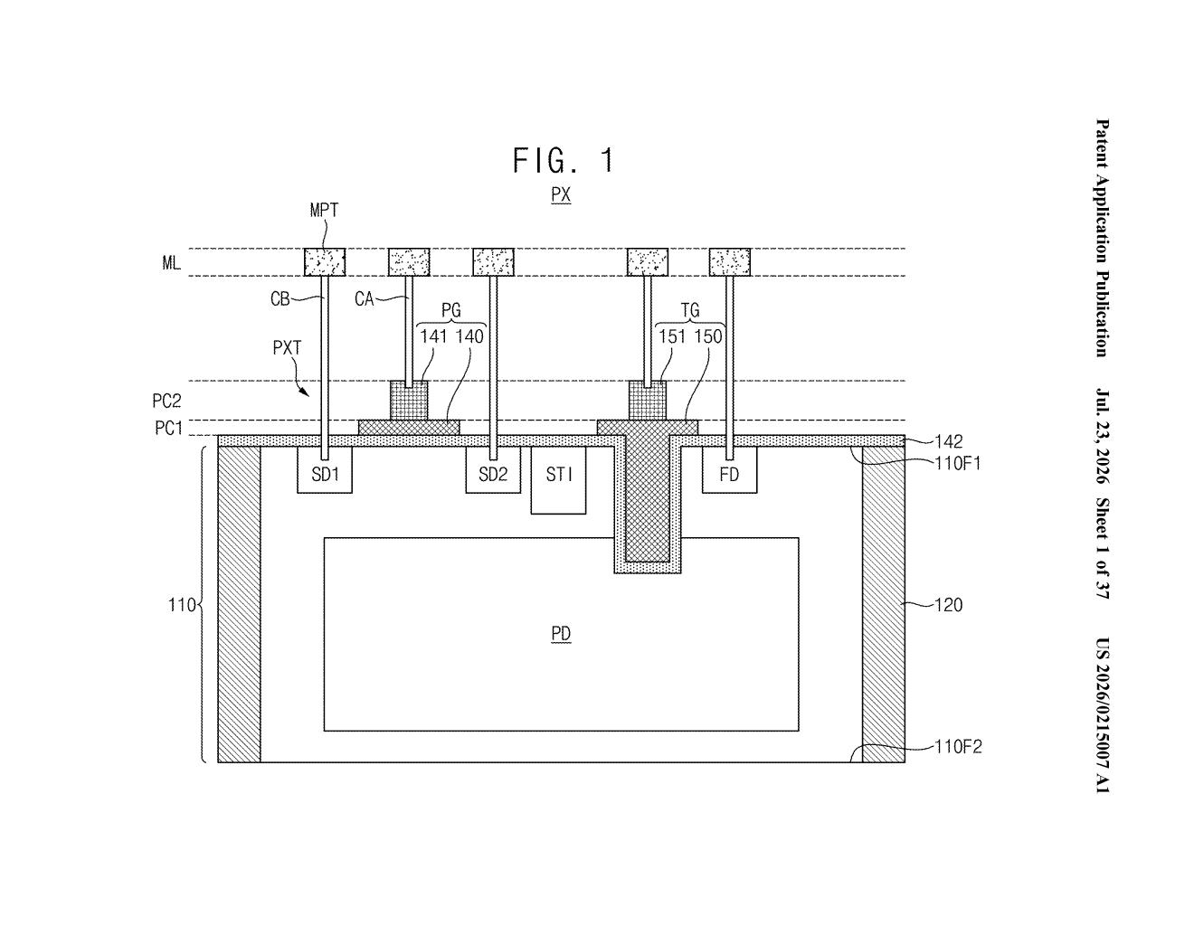 Samsung Patent: Image Sensor Pixel Gate Design — figure from US 2026/0215007 A1