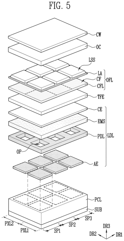 Samsung Patent: Stacked Lens Assembly for Display Devices — figure from US 2026/0215137 A1