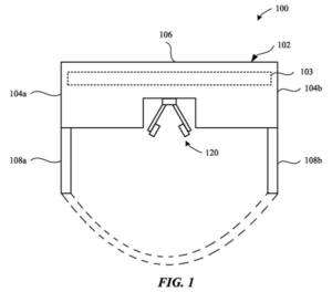 Patent drawing: Apple Patents a Swappable Nose Bridge for Glasses That Project Images