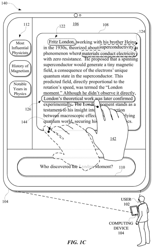 Google Patent: Tap Parts of AI Answers to Get More Detail — figure from US 2026/0219771 A1