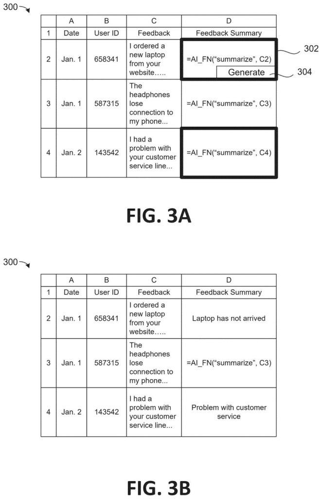 Google Patent: AI Function Built Into Spreadsheet Cells — figure from US 2026/0220363 A1