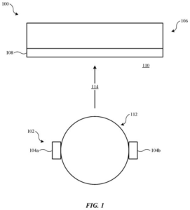 Patent drawing: Apple Patents a Two-Device System for Tracking Your Head to Control a 3D Display