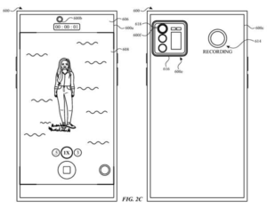 Patent drawing: Apple Patents a Rear Screen That Tells Subjects What the Camera Is Doing