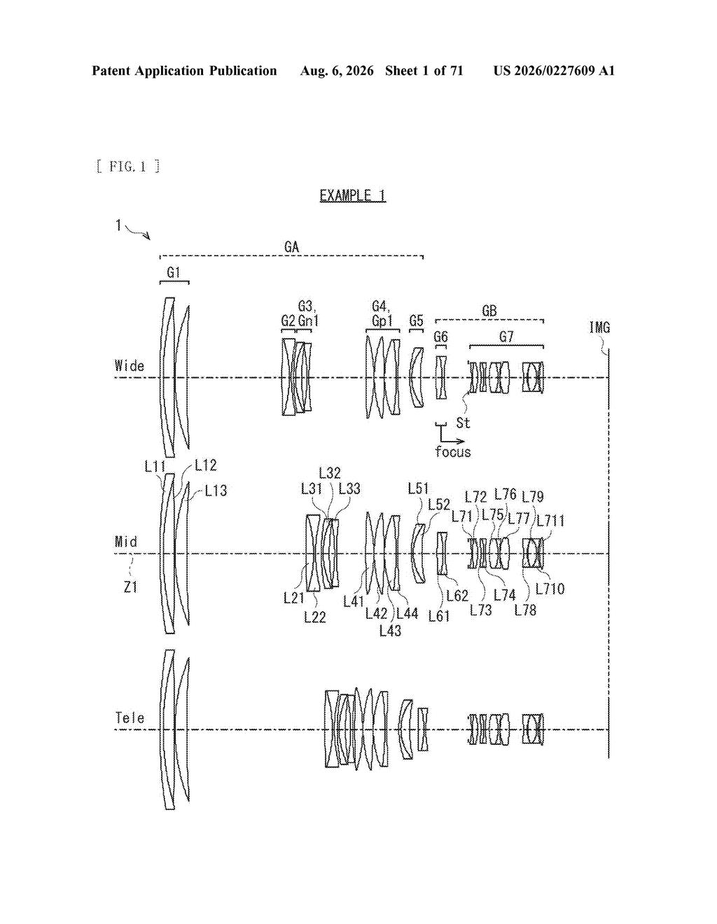 Sony Patent: Zoom Lens Design for Imaging Devices — figure from US 2026/0227609 A1