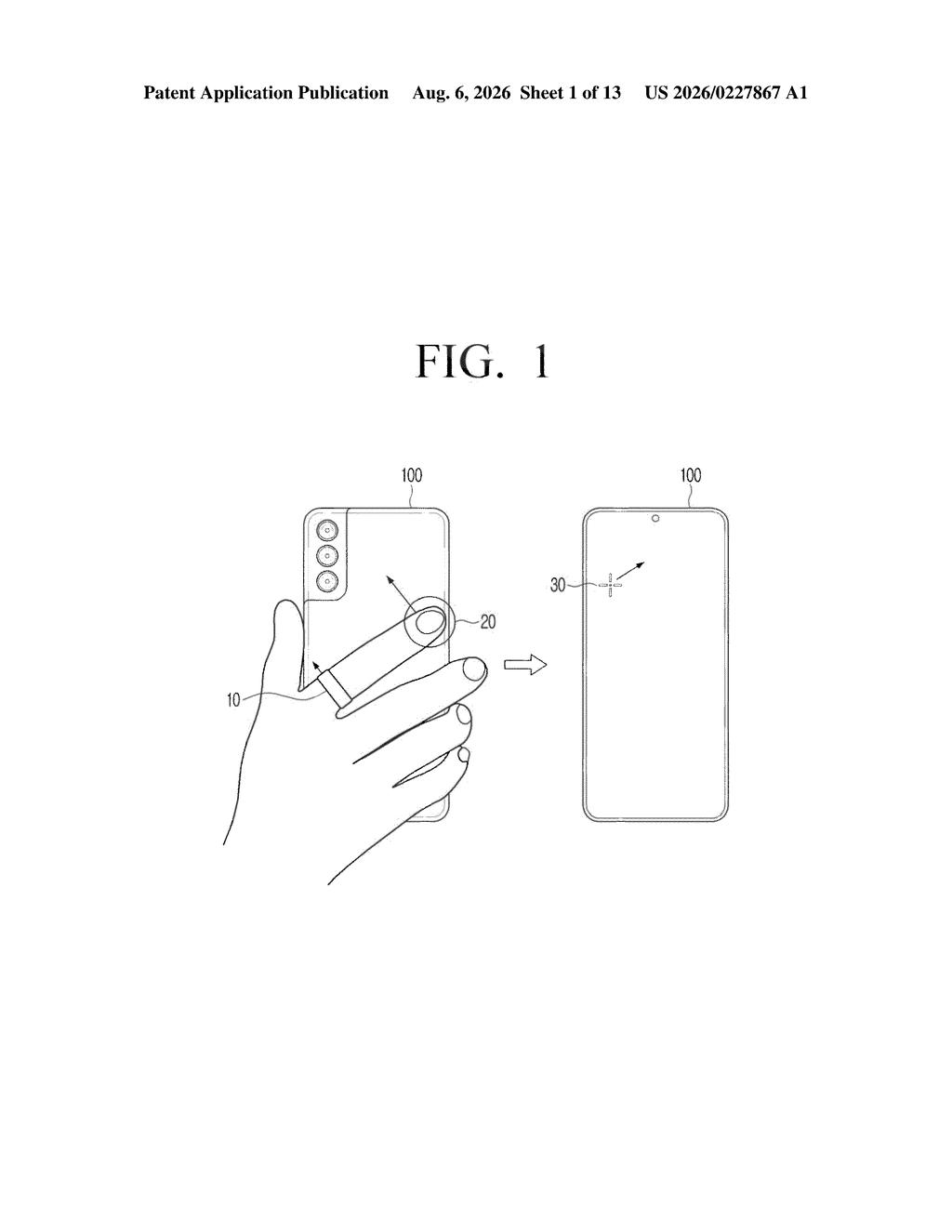 Samsung Patent: Body Motion Cursor Control for Displays — figure from US 2026/0227867 A1