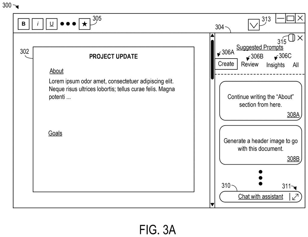 Microsoft Patent: AI Prompt Suggestions for Documents — figure from US 2026/0228292 A1