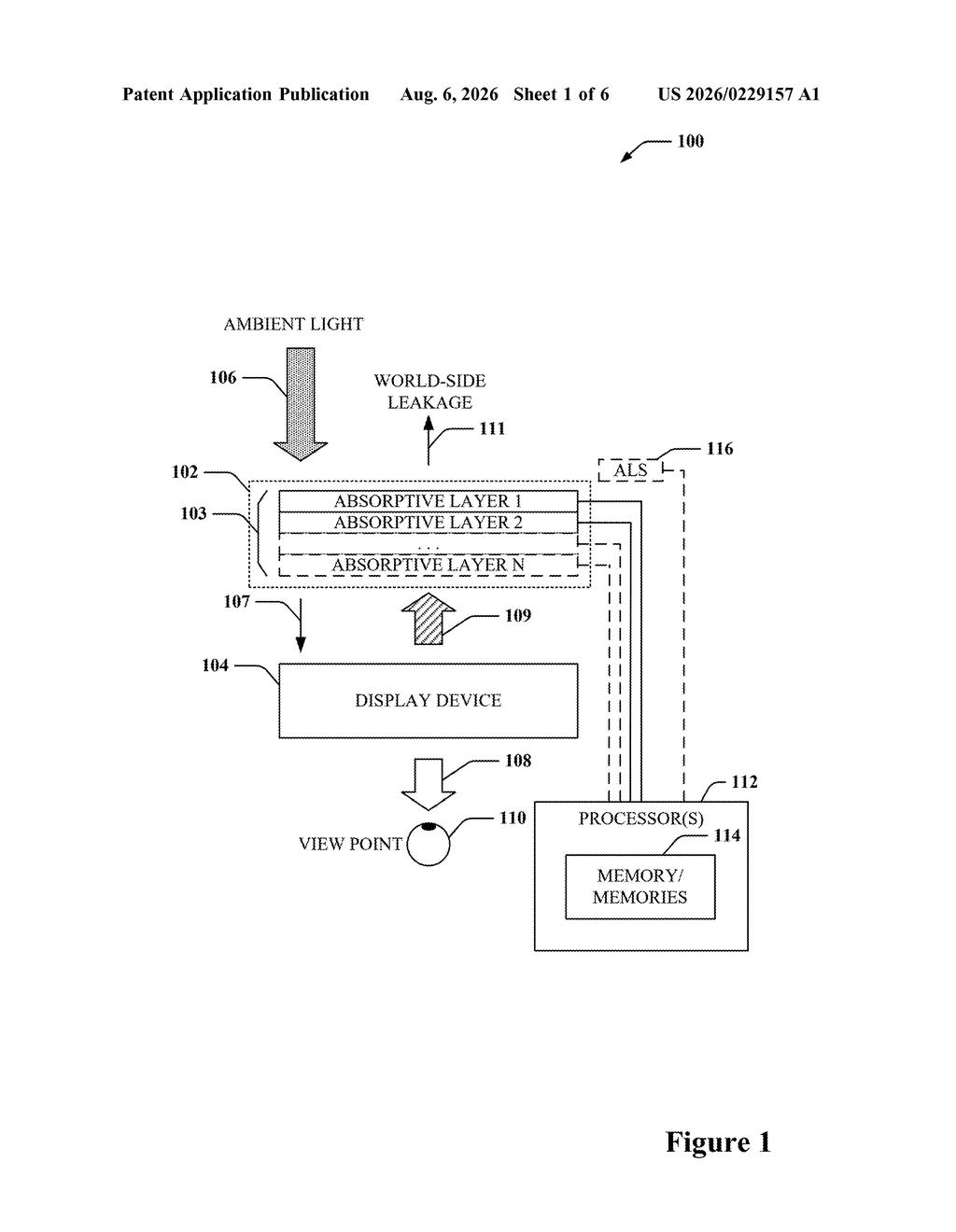 Microsoft Patent: Dynamic Color-Filtering Display Film — figure from US 2026/0229157 A1
