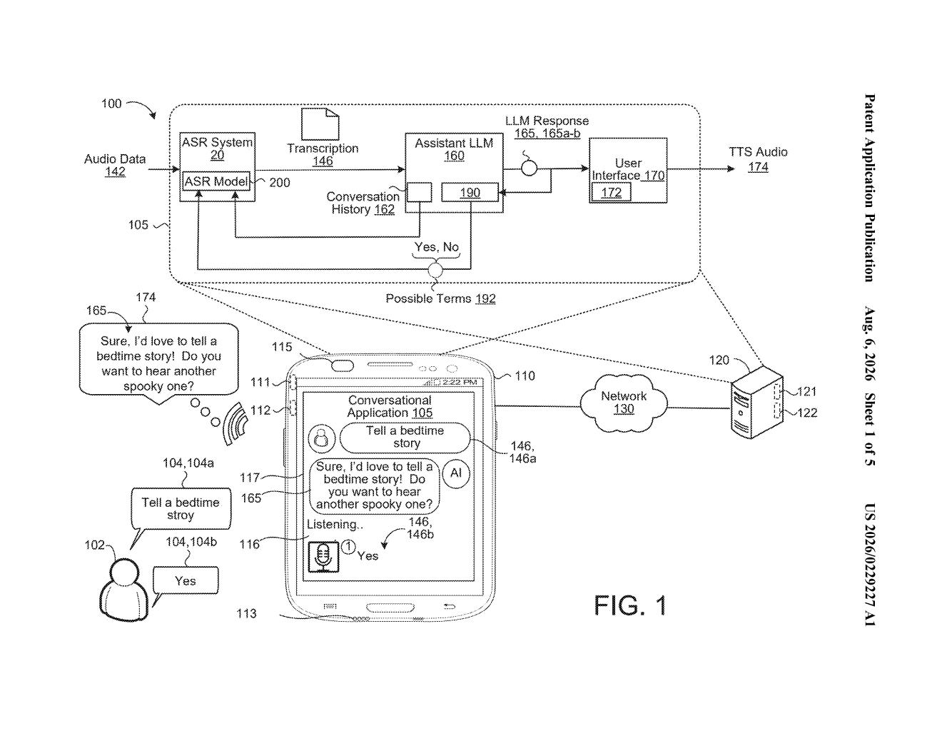 Google Patent: LLM-Predicted Speech Recognition Biasing — figure from US 2026/0229227 A1