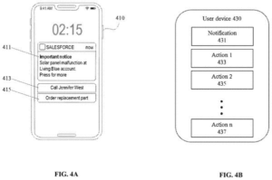 Patent drawing: Salesforce Patents Push Notifications That Let You Act on Business Data From Your Lock Screen