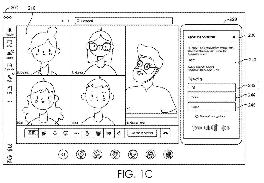 Microsoft Patent: AI Speech Aid for Video Meetings — figure from US 2026/0230560 A1