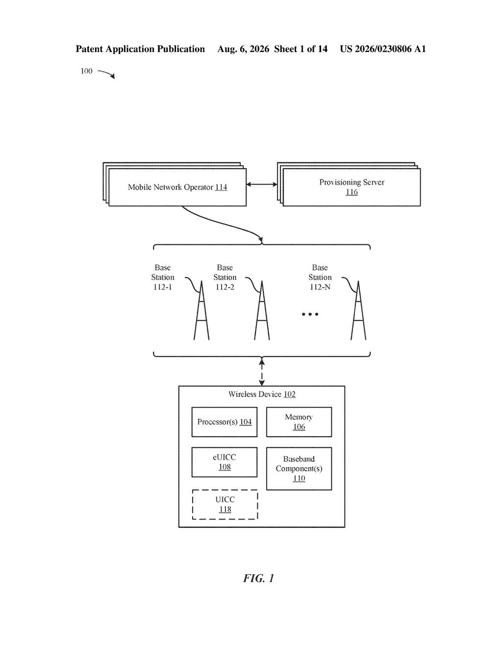 Apple Patent: On-Device SIM Activation Without a Store Visit — figure from US 2026/0230806 A1