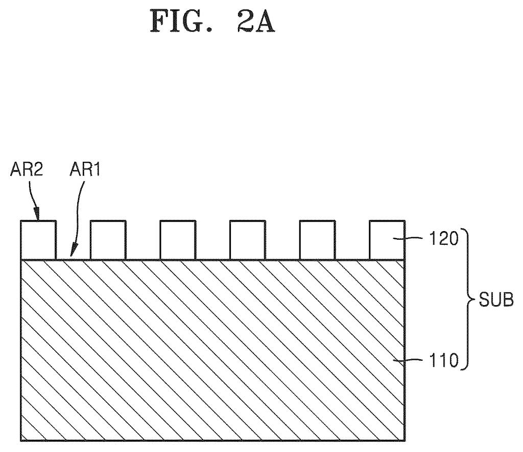 Cross-section of a substrate featuring alternating regions for semiconductor thin film deposition. Drawing from patent filing US 2026/0234796 A1.
