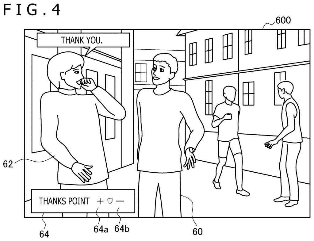 Virtual avatars interacting inside a metaverse environment with an overlay for rating user actions. Drawing from patent filing US 2026/0236088 A1.