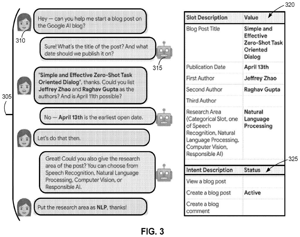 A chat interface between a user and a bot running side-by-side with a database of active tasks. Drawing from patent filing US 2026/0236708 A1.