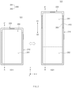 Patent drawing: Samsung Patents a Phone That Slides Open to Reveal a Bigger Screen