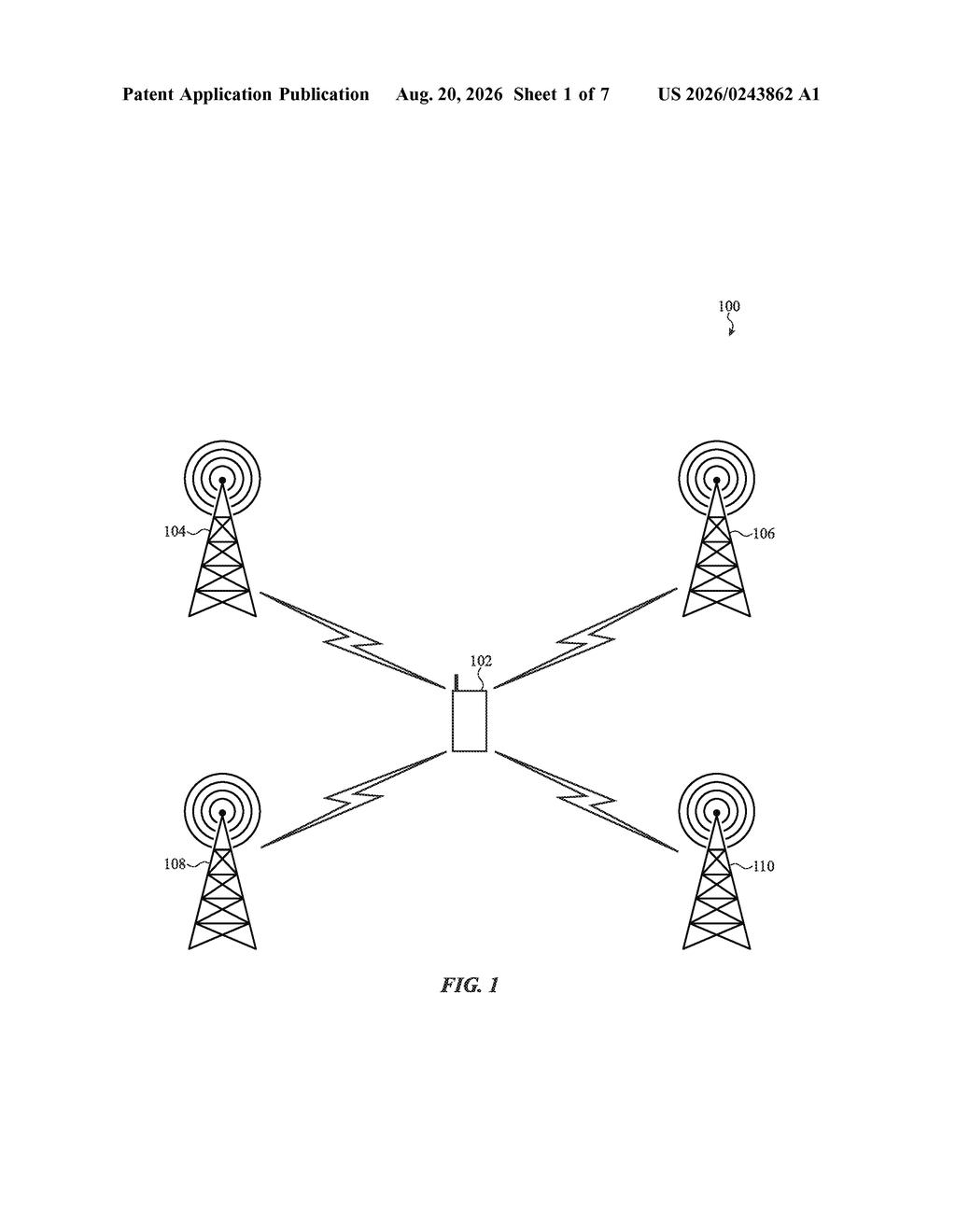 A smartphone communicates with multiple cell towers to calculate its precise location using carrier phase positioning. Drawing from patent filing US 2026/0243862 A1.