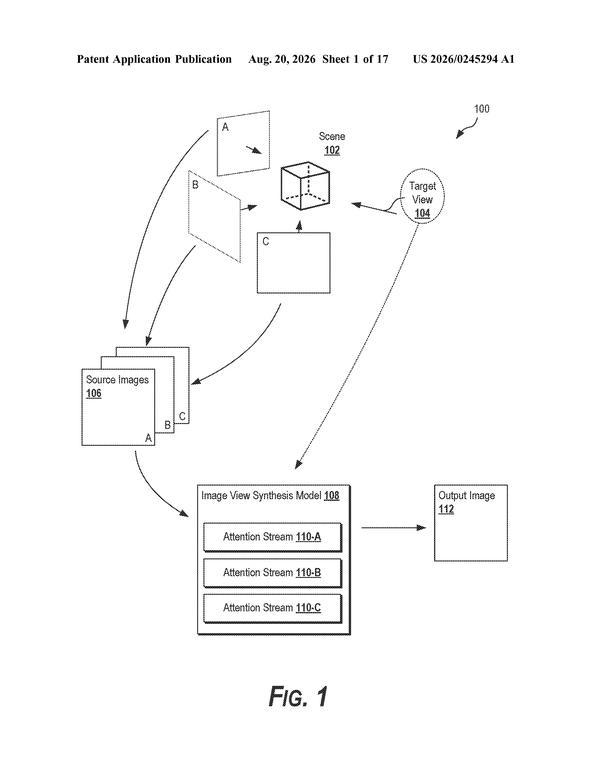 Patent drawing: Google Patents a Way to Let AI Reconstruct Any Camera Angle From a Few Photos
