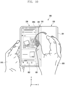 Patent drawing: Samsung Patents a Tri-Fold Phone That Cancels Accidental Touches When You Open It