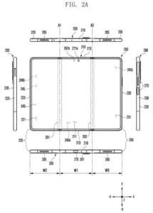 Patent drawing: Samsung Patents a Foldable Phone That Tucks Its Antenna Inside the Hinge