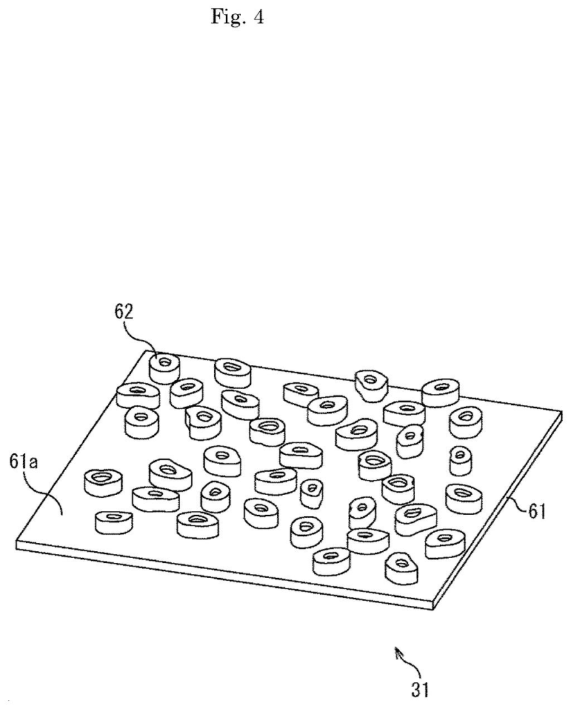 Perspective view of the specialized lens surface patterned with varied optical elements. Drawing from patent filing US 2026/0251824 A1.
