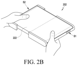 Patent drawing: Samsung Patents a Speaker System That Rebalances Audio When Your Screen Slides Out