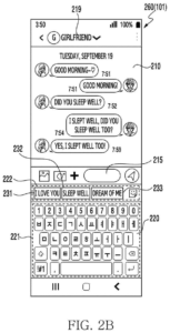 Patent drawing: Samsung Patents a Keyboard That Tailors Word Suggestions to Your Chat Partner