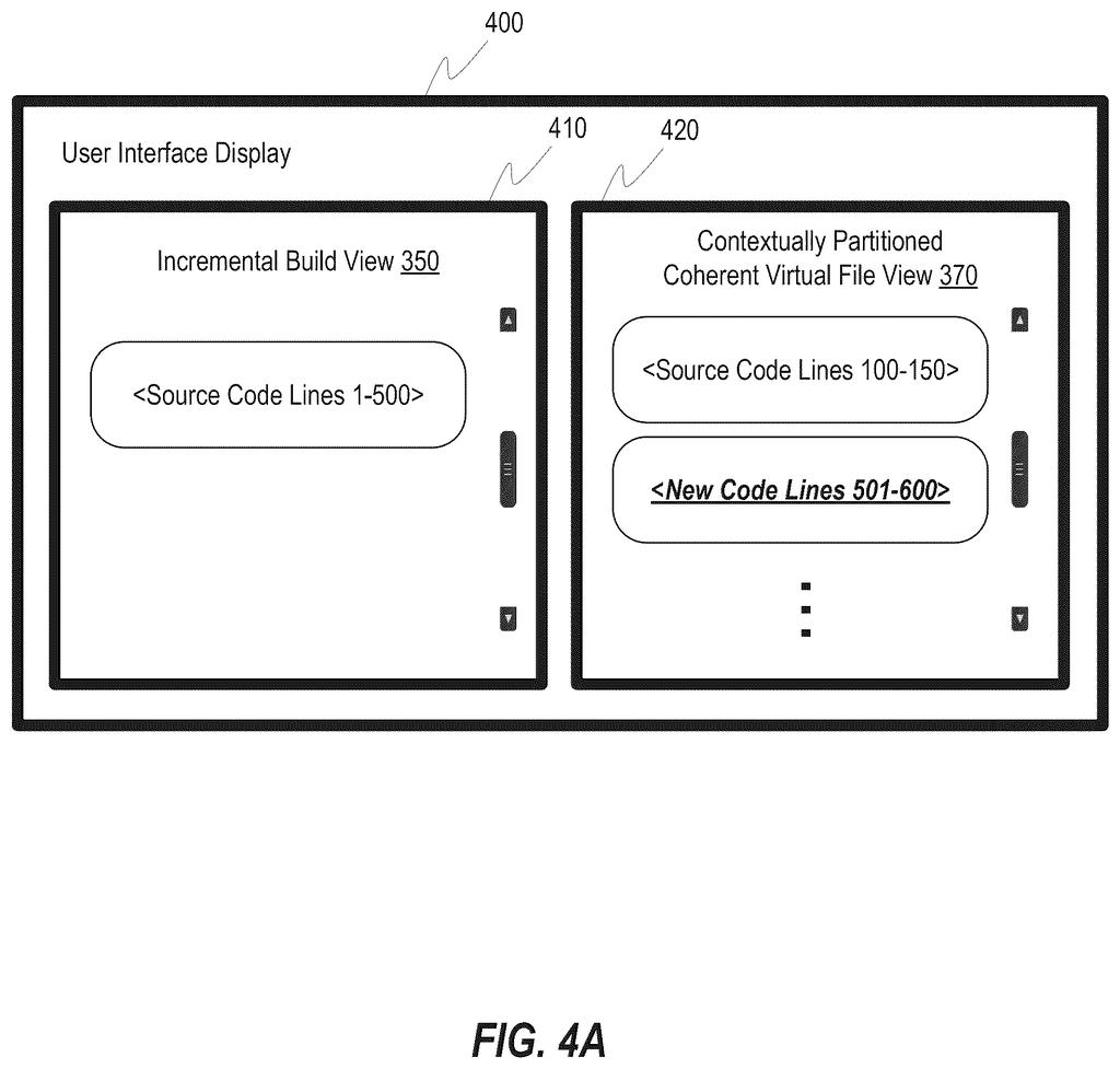 Split-screen interface displaying code views side by side. Drawing from patent filing US 2026/0252315 A1.