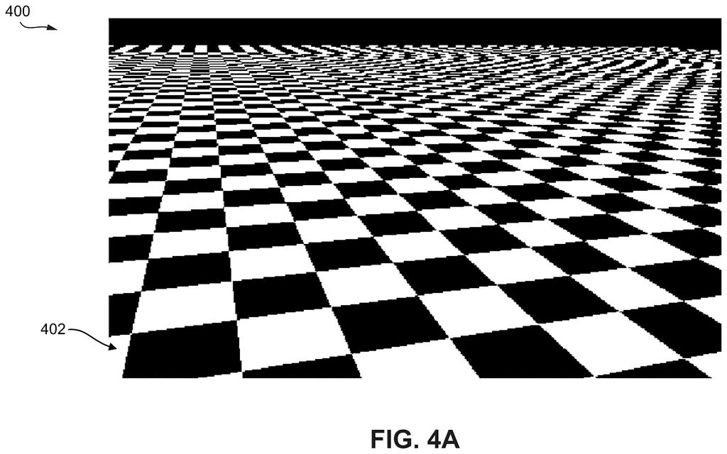 High-contrast checkered surface displaying moiré patterns used to test digital image artifact removal. Drawing from patent filing US 2026/0253184 A1.