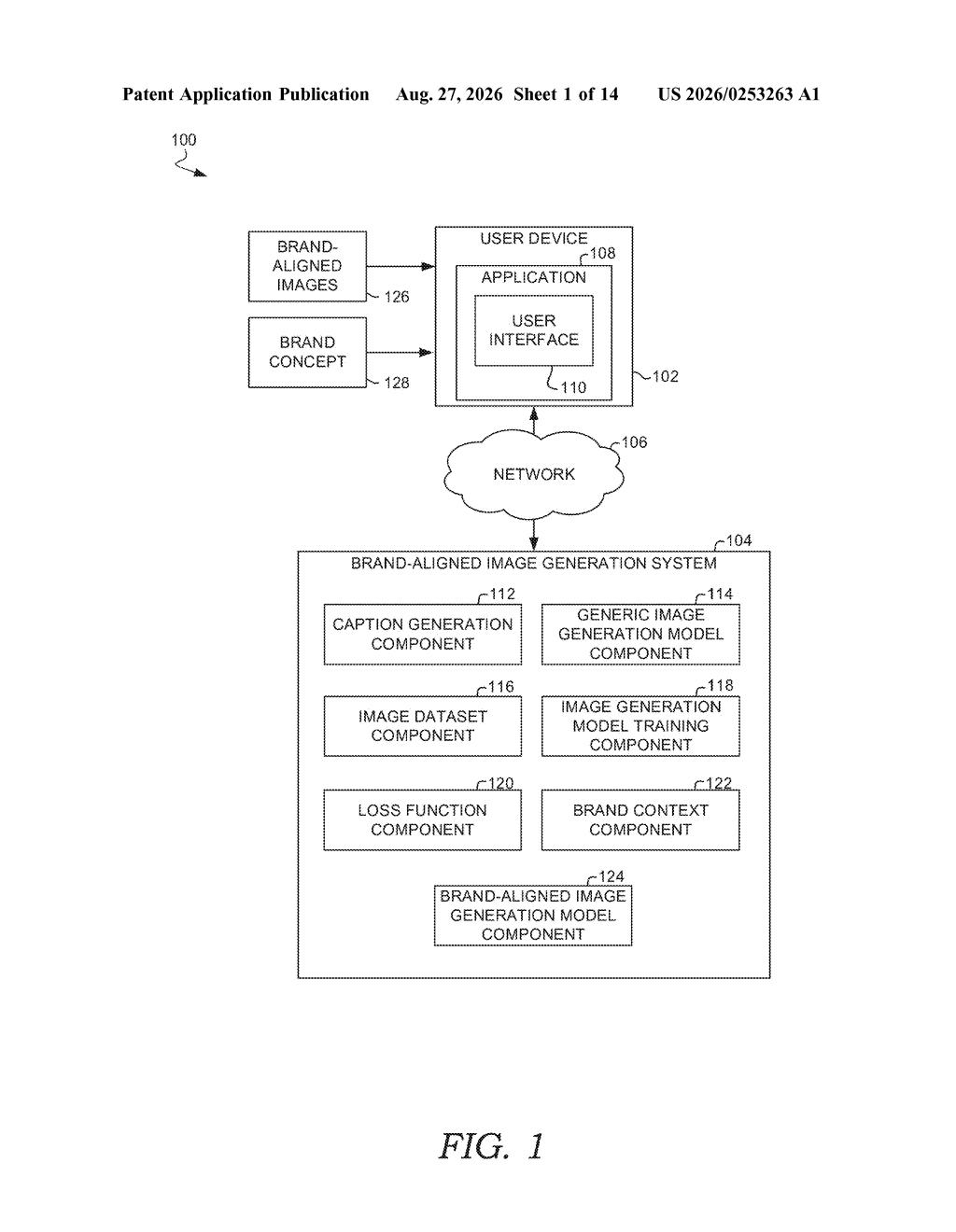 Adobe Patent: AI Image Generator Trained on Brand Style — figure from US 2026/0253263 A1