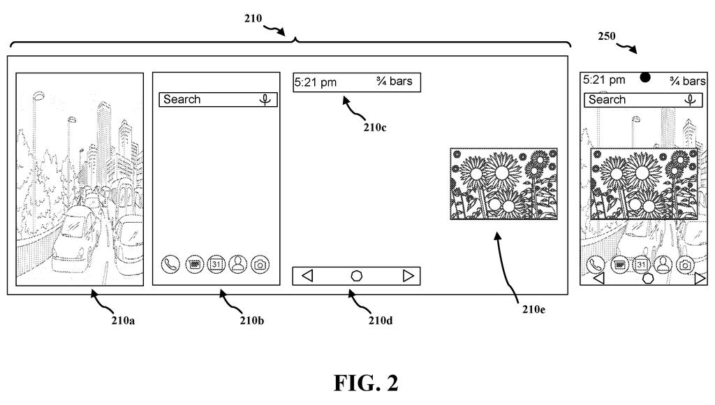 Application screen layouts mapping to corresponding display views. Drawing from patent filing US 2026/0253269 A1.