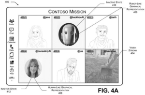 Patent drawing: Microsoft Patents a Way to Give AI Teammates a Visual Presence in Group Sessions