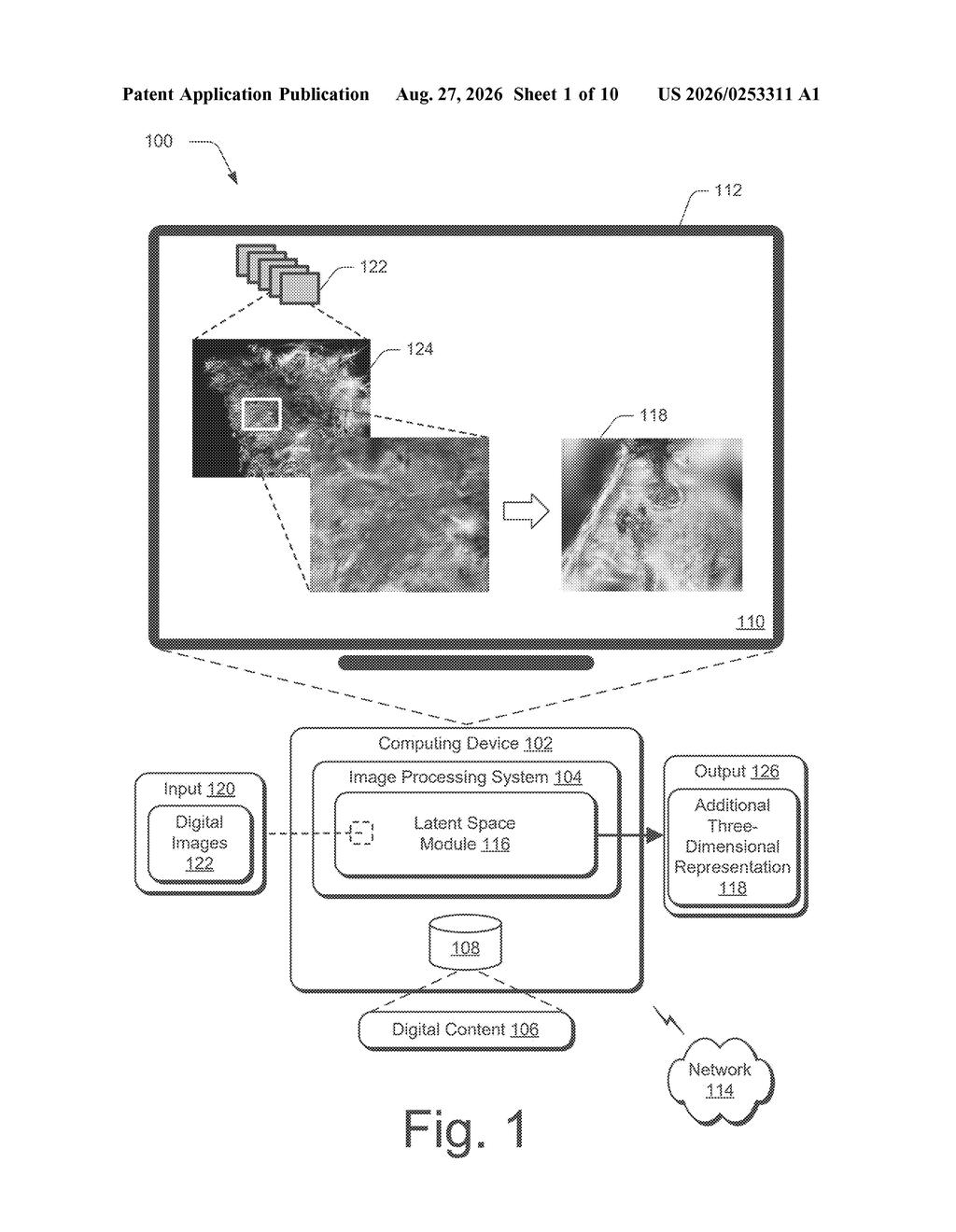 Adobe Patent: Encoding 3D Scenes Into a Compressed AI Space — figure from US 2026/0253311 A1