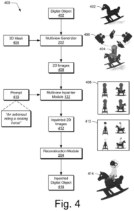 Patent drawing: Adobe Patents a Way to Fill Holes in 3D Models Using Plain-Text Descriptions