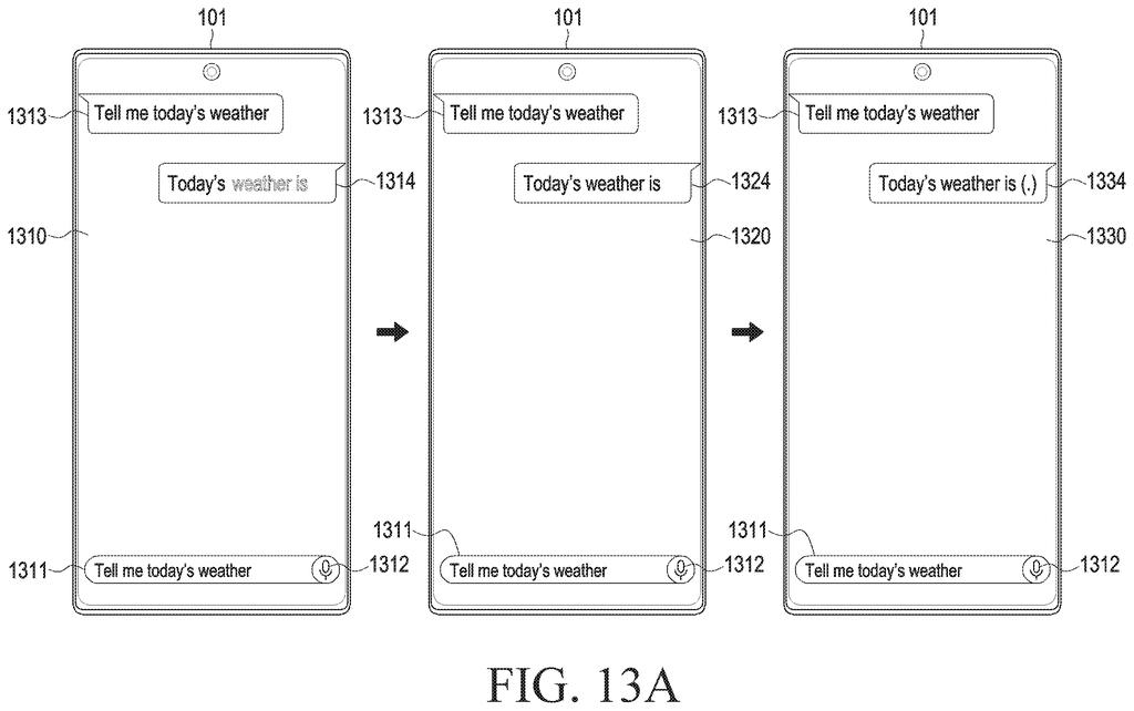 Smartphone screens displaying a conversational AI assistant generating real-time responses to user prompts. Drawing from patent filing US 2026/0253576 A1.