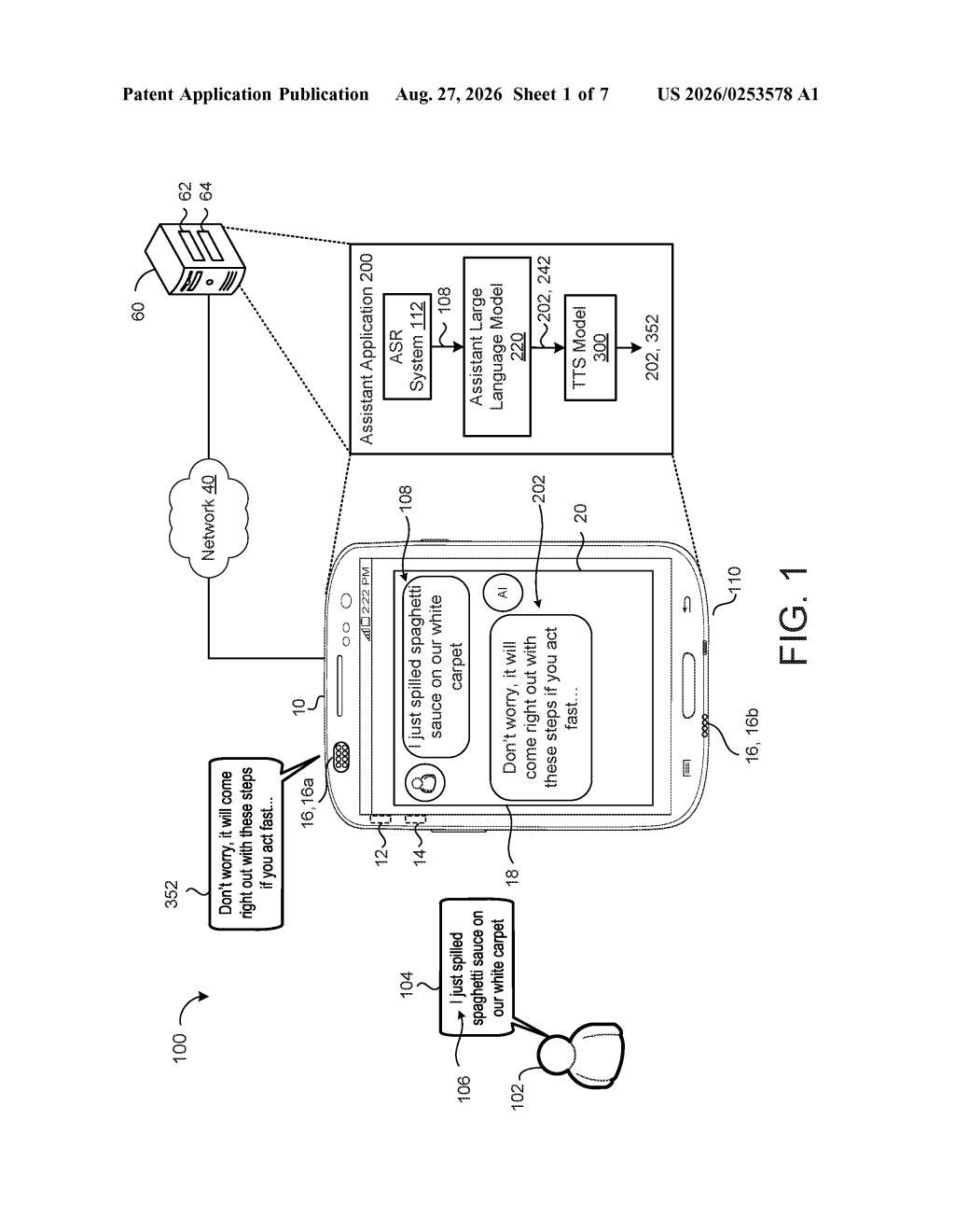 Google Patent: AI That Reads Emotion Into Text-to-Speech — figure from US 2026/0253578 A1