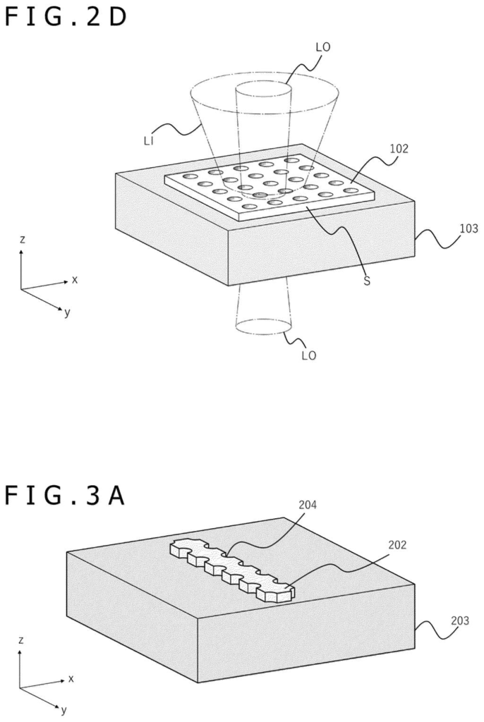 Light passing directly through a patterned optical sensor surface. Drawing from patent filing US 2026/0254190 A1.