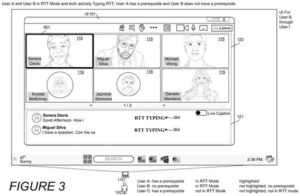 Patent drawing: Microsoft Patents a Way to Give Text-Typing Meeting Participants the Same On-Screen Spotlight as Speakers