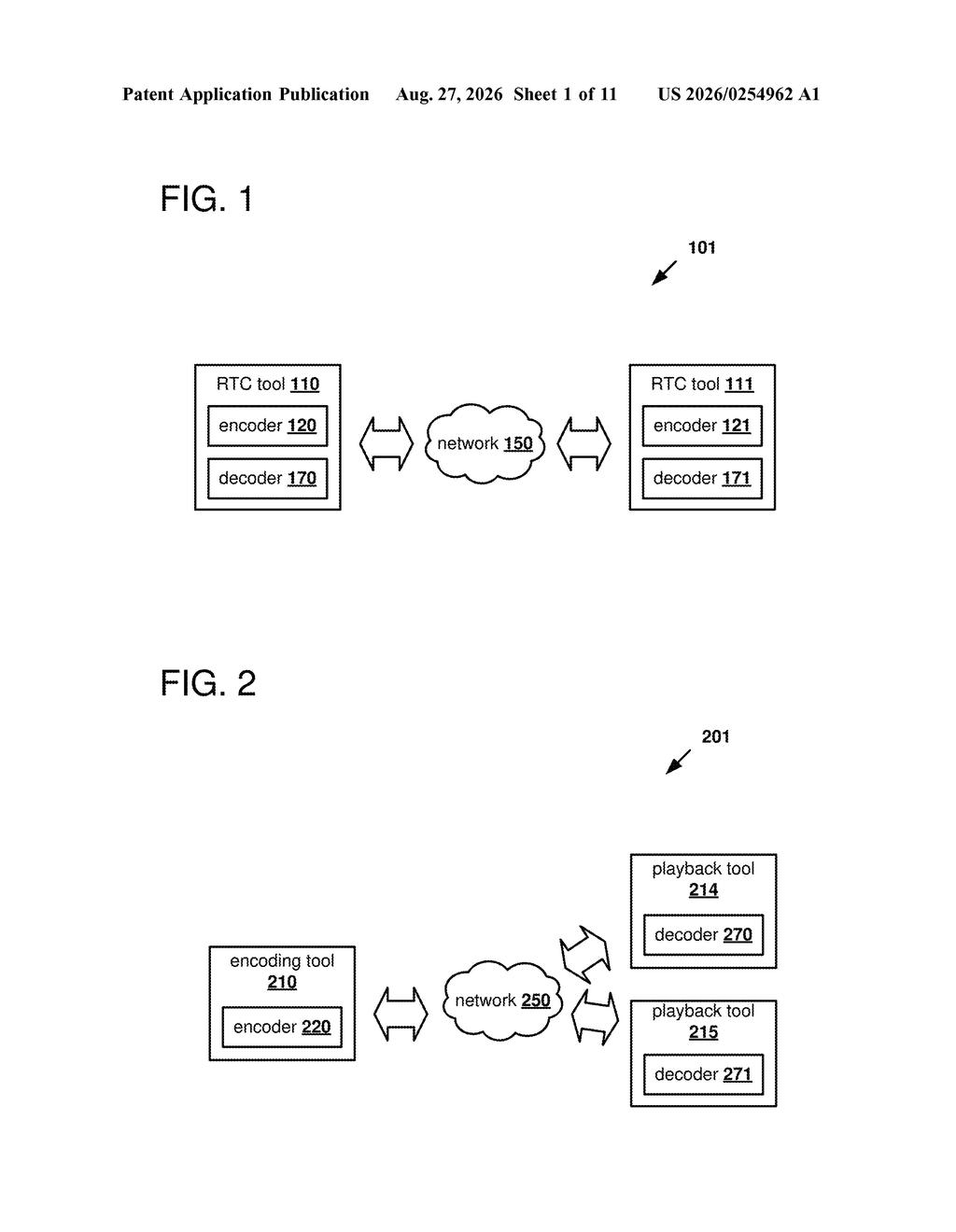 Real-time communication tools exchange encoded video data across a network between different devices. Drawing from patent filing US 2026/0254962 A1.
