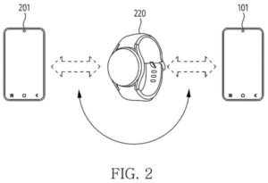 Patent drawing: Samsung Patents Technology to Switch Earbuds Between Phones Without Resetting Them
