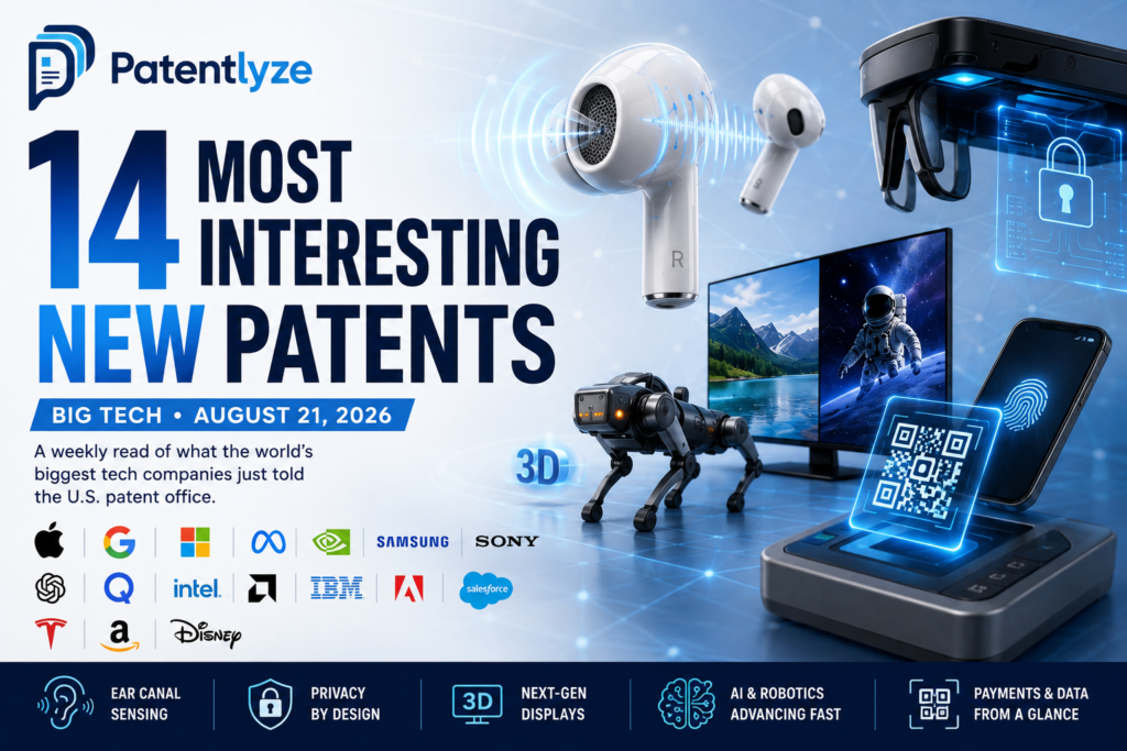 Featured image for the 14 most interesting new big tech patents the week of 8/21/26