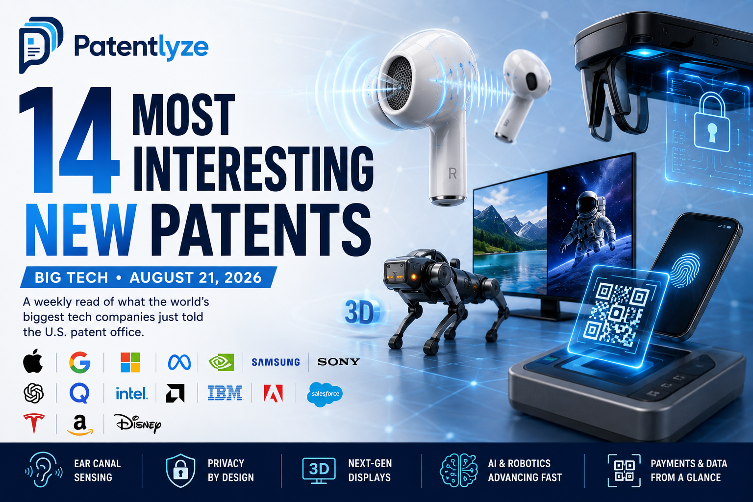 Featured image for the 14 most interesting new big tech patents the week of 8/21/26