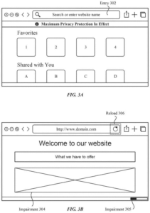 Patent drawing: Apple Patents a Lock Screen for Private Browsing and a One-Tap Privacy Fix