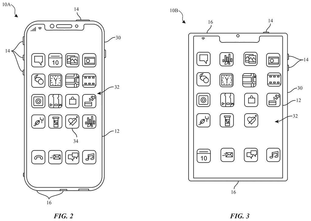 A smartphone displays a grid of application icons, representing a device that would use the patented video quality repair software. Drawing from patent filing US 2026/0260387 A1.