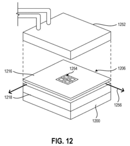 Patent drawing: Microsoft Patents a Cooling System That Pushes Air Through Stacked Blocks in Three Directions
